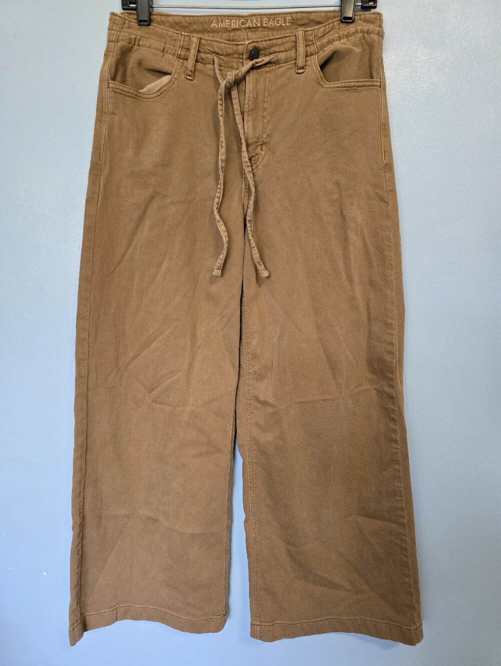 American Eagle Outfitters Ultra Wide-Leg Drawstring Chinos Tan Brown 2 Short